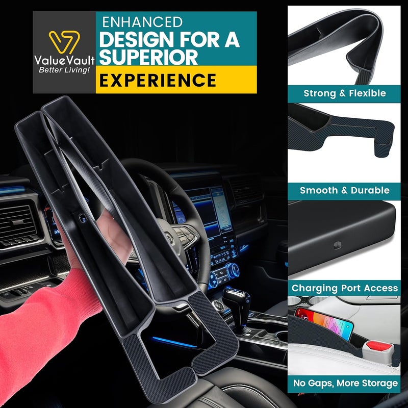 ValueVault 2Pcs Car Seat Gap Filler Organizer, Universal Gap Filler for Cars, SUVs & Trucks, Car blocker between seats to Prevent Essential Items from Falling, Car Gap Filler Designed for a Seamless interior Fit - Image 3